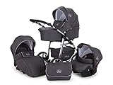  Lux4Kids Kinderwagen 3 in 1 Kombi-Kinderwagen Komplettset mit Autositz Easy One Grau