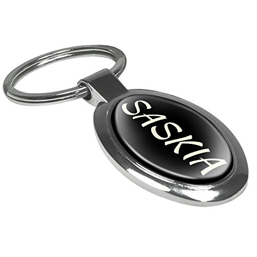 Preisvergleich Produktbild Schlüsselanhänger mit Namen Saskia - Motiv Klassik - Namensschlüsselanhänger, personalisierter Anhänger, Talisman, Anhänger, Chrom