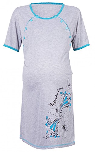 Happy Mama Women's Maternity Hospital Gown Nightie for Labour & Birth. 165p (Turquoise, UK 16)