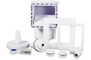 POOL Total Skimmer Set Weiß für Stahlwandbecken - Einbauskimmer Komplett Set aus ABS Kunststoff mit Einlaufdüse Bodensaugeranschluss Winterstopfen Schmutzkorb und Zubehör