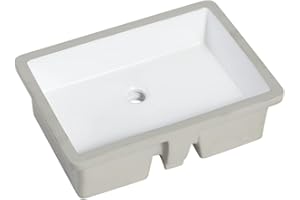 MEJE#T2216 - Lavabo rectangular duradero de porcelana de cerámica para lavabo de baño, lavabo de lavabo, color blanco puro
