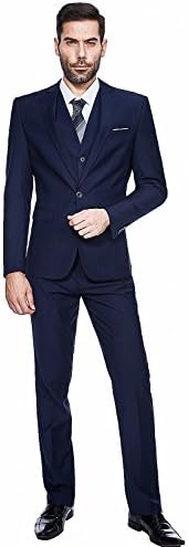 GOMY Men's Slim Fit 3 Piece Suits One Button Business Wedding Party Tuxedo Blazer Jackets Vest&amp;Trousers