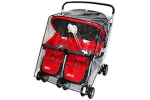 FAKEFACE Habillage Pluie pour Poussette Bébé Jumeaux Habillage Pluie Universel Vent Poussière Imperméable Coupe-Vent Poussette Universelle Moustiquaire pour Landau, Lit parapluie, Imperméable Contre la Pluie