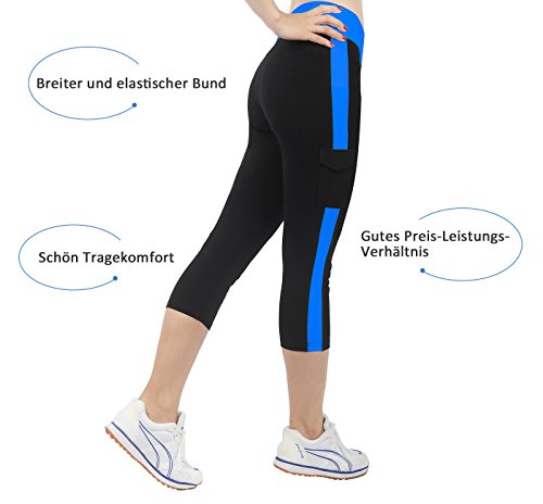 iLoveSIA® Damen Caprihosen zweifarbig Sport leggings Capri Tights - 5