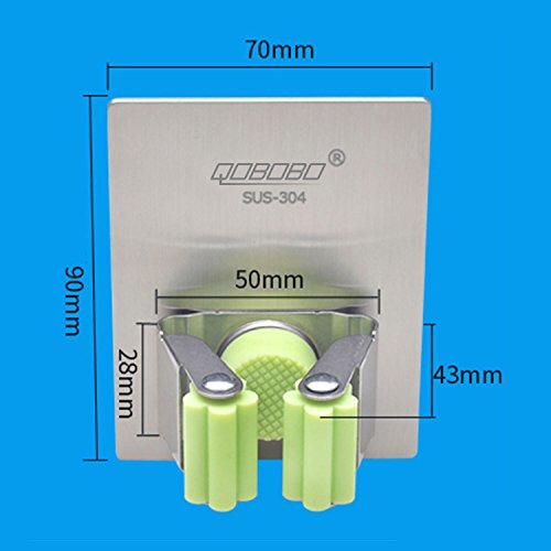 qobobo® 1St. Besenhalter selbsthaftend Werkzeughalter Befestigen ohne Bohren, rostfrei Edelstahl - 3