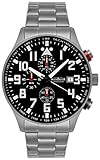 Astroavia Herren-Armbanduhr Chronograph Quarz mit Edelstahl Armband N59S
