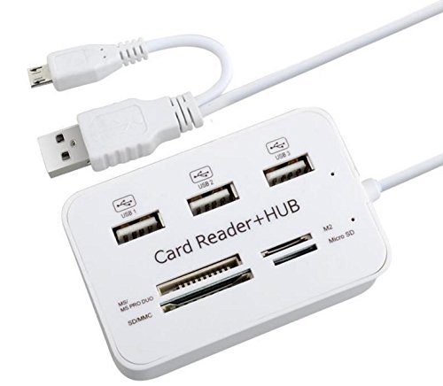 Eximtrade 7in1 Kamera Anschluss Externen Kartenleser HUB mit USB und MicroUSB Steckverbinder Kabel für Samsung Galaxy S4/S5/S6/S6 Edge/S6 Edge Plus/Note 3/Note 4/Note 5, HTC One, Motorola, Sony Xperia, Andere Smartphones und Tablets