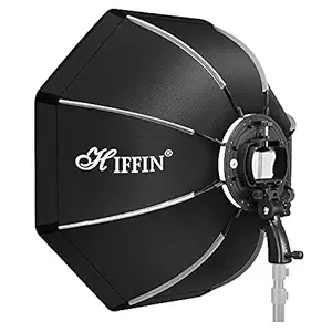 HIFFIN (65cm) Lightweight & Portable Soft Box Comes with S2 Type Bracket & 2 Diffuser Sheets | Carrying Case | Compatible with All Flash Speedlights (65 cm)