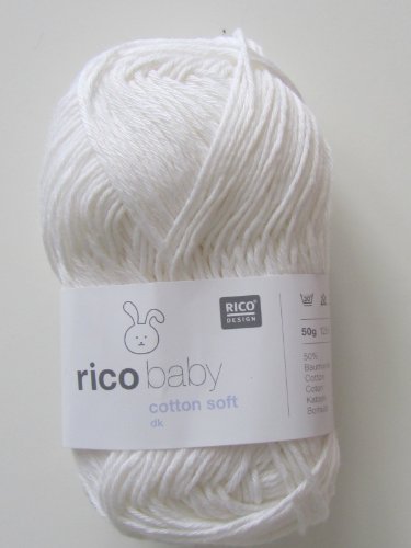 Rico Baby Cotton Soft DK 50g Farbe 18 Snow White, Babywolle zum Stricken und Haekeln