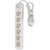 UFO 6lı 5 metre Kablolu Anahtarlı Grup Priz 16A 250V, Altılı Topraklı Uzatma Kablosu Beyaz renk