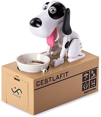 Dog Piggy Bank Doggy Coin Bank Money Box- Robotic Coin Munching Toy Coin Saving Bank Home Decor Gift (2#)