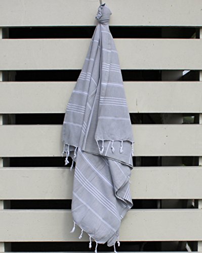 ANATURE Playa Hamamtuch – Light Grey – 100% Baumwolle – OEKO-TEX Standard 100 Certificat – Prewashed – super sanft – direkte Nutzung – Hamamtuch – Badetuch – Handtuch Backpacker – Strandtuch – Saunatuch – Babytuch – Turkish Towel – Pestemal – Fouta (Light Grey) - 3