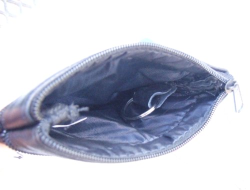 Soft Black Leather 4 Zips Key Holder, Card and Coin Purse with Single Card Case