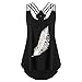 Produktbild HWTOP Tank Tops Damen T-Shirt Feder Druck Sling Sweatshirt Ärmellos Bandagen Weste Trägerhemden