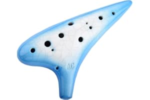 AFE POWER Afe 12-Loch-Okarina aus Keramik, Alt C, mit Schutzhülle und Liederbuch Farbverlauf blau