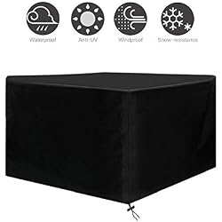 Osarke Housse Salon de Jardin Housse Table de Jardin Imperméable Bâche Salon de Jardin Housse Mobilier Jardin Extérieure Protection Meubles de Jardin Tissu Oxford 420D (120 x 120 x 74cm) - Noir