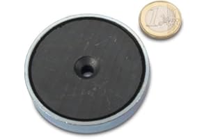 THE MAGNET SHOP Aimant en pot Ø63,0x14,0mm ferrite trou fraisé, adh. 29 kg