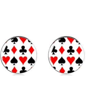Tizi Jewellery 925 Sterling Silber Spielkarten Formen Ohrstecker 12 mm Handgemachte Ohrringe für Damen und Mädchen...