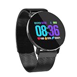 VRTUR Smarte Armband-Sport-Uhr Herzfrequenzüberwachung Blutdruck Wasserdichten Multifunktionsspedometer Schlafüberwachung, Unisex (,Schwarz)