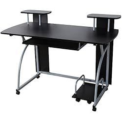 VASAGLE Bureau Informatique, Table Informatique, Meuble de Bureau pour Ordinateur, 120 x 59 x 90 cm LCD812B