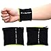 Produktbild Brave Pioneer Handgelenk Schweißband Sport Fitness Armband Handgelenk Tasche Armtasche Sport Frottee Atmungsaktiv,Doppelter Reißverschluss Motiv geeignet zum Laufen, Fitness, Radfahren 2pc (schwarz)