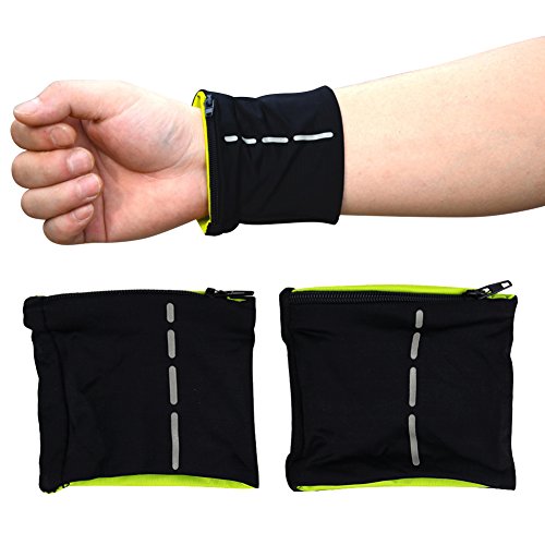CHIC-CHIC 2pcs Sport Handgelenktasche Fitness Schweißarmband Armbandtasche wrist wallet Zip Reißverschluss atmungsaktiv für Laufen Radfahren - 2