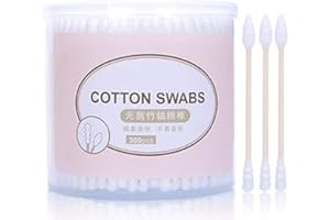 JRANCC Coton-tige 300 Pièces Bâtonnets en Coton Double Tête 7,5cm Biodégradable pour le Nettoyage des Oreilles et Soin des Blessures et Maquillage