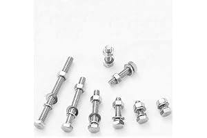 M5 x 50mm Hex Head Screws, Hex Head bolt With Nut & Washer, Zinc-Coated (Pack of 10)