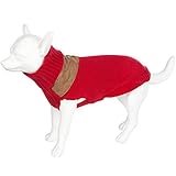 Farbe: Rot & Beige LUXUS Strickware waschbar Haustier Hund draußen Fell / Jacke (rot und beige (L) 29cm klein)