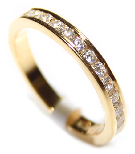 Women's Channel Set Most Sparkly Lab Diamonds Ring. Outstanding Quality Full Eternity Band. 18k Gold Over Sterling Silver 925 Stamped.