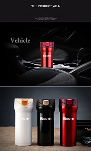 EJBOTH 350ml Edelstahl Thermosflasche Reise, Isolierflasche Thermoskanne Wasserflasche Trinkflasche Stainless Steel Bottle Tragbare für Heißgetränk Tee Kaffee Geschenk für Mutter Hause Büro Winter Outdoor Camping Tourismus Führung Angeln Auto [Rot] - 3