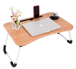 TS WITH TECHSUN Multi-Purpose Wooden Laptop Desk Table Stand/Study Table/Bed Table//Kids Activity Table/Writing Table with Dock Stand/Ergonomic & Rounded Edges/Non-Slip Legs/Engineered Wood/Color