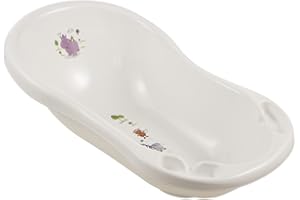 Keeeper Hippo Ergonomic Baby Bath Tub with Plug, For 0 to 12 months, 84 cm, Maria, White