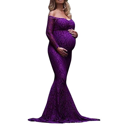 Pregnancy Dress Women Ladies V Neck Lace Maternity Maxi Dress | Desertcart  Barbados