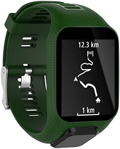 TomTom Runner 2 / 3 Watch Band,Sansee Adjustable Replacement Silicone Sport Straps For TomTom Runner 2 / 3 Sport GPS Watch (Army Green)