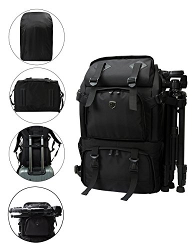 BAGSMART Sac    Dos pour Appareil Photo Reflex Accessoires Ordinateur Portable Sac    Dos Professionel pour Appareil Photo Canon Nikon Sony Panasonic Noir