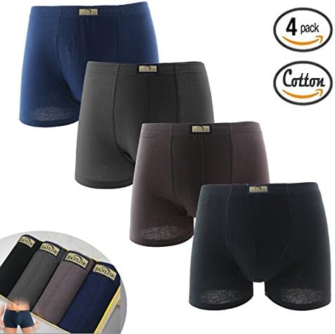 Hirun for Men 4 Pack Underwear Stretch Trunk Cotton Classics Boxer Briefs Gift Box - Assorted Colors