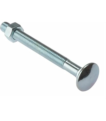 Tornillo Con Tuerca Hexagonal TIMco - Cabeza Avellanada, Hombro Cuadrado Antigiro, Zinc Plateado, Para Madera