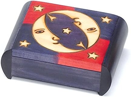 Moon & Stars Secret Puzzle Box Polish Wood Box Handmade Wooden Keepsake Linden Wood Jewelry Box