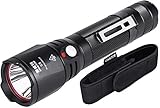 Interruptor doble (cola y lateral) para ajustar el brillo de 6 niveles (SOS, Strobe, 900lm, 200lm, 30lm, 4lm). y el tiempo de ejecución puede hasta 480 horas si la linterna estroboscopica adopta la CIVICTOR batería 18650 (no incluida), también puede ser alimentado por 2 piezas CR123A / 16340 (no incluidas)