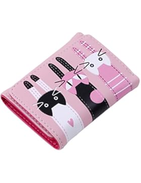 Albeey Damen Katze Geldbörse Süße Katze Brieftasche Mädchen kurz Portemonnaie