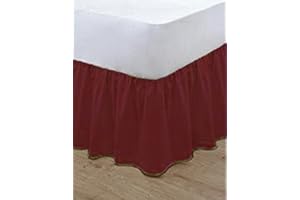 Gold Star Bedding Plain Dyed Poly Cotton Soft Frilled Base Valance Sheets Bed Sheets Covers (Wine, Single)