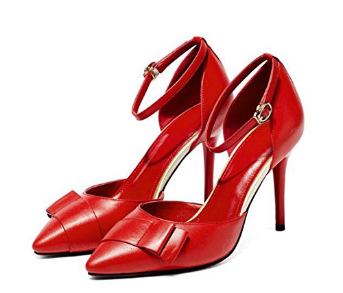 Preisvergleich Produktbild YTTY Mit Flachen Bogen Ausgehöhlten High Heels,Rot,38