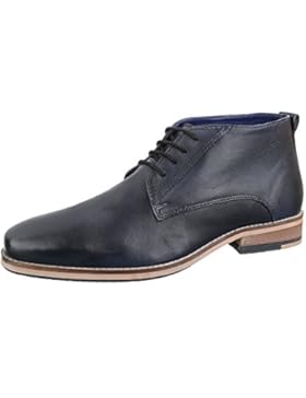 Stiefeletten Herren Leder Schuhe Chelsea Boots Blockabsatz Schnürer Schnürsenkel Ital-Design Boots