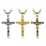 AnazoZ Religiöse Edelstahl Jesus Kreuz Anhänger Herren Dame Anhänger Schwarz Modeschmuck