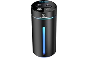 BLISSFULABODE Diffusori per aromaterapia per auto, umidificatore per auto, ricarica USB, mini diffusore di oli essenziali con luce d'atmosfera, per auto, ufficio, casa (nero)