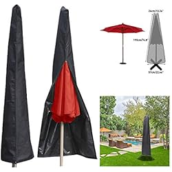 Essort Couverture pour Parasol Imperméable, Housses pour Parasols de Jardin en 210T Polyester, Housse de Protection pour Parasol Adapté pour Parasol de Jardin de 1,8 à 3.35 m, 190 × 57 × 26 cm, Noir