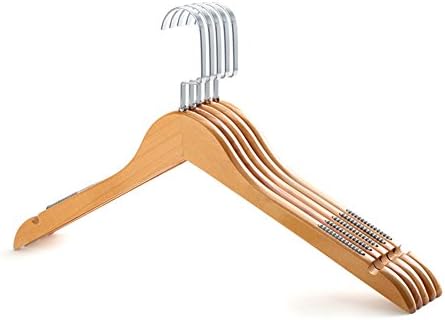 ASGGGFDFH Solid wood hangers,Natural with non-slip trouser bar Soft non-slip stripes coat hangers Household clothes hangers pack of 10-P 40x25x1.2cm(16x10x0)