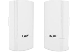 ‎KUWFI KuWFi WLAN Bridge Outdoor, 900Mbps Indoor/Outdoor Access Point to Point WiFi Bridge, 2 km PtP/PtMP WiFi Repeater mit 24V PoE, Richtfunk WLAN für Starlink Router, Kamera, NVR, Garten, Bauernhof, Garage
