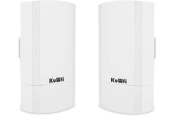 KuWFi Point d'accès WiFi 2-Pack 900Mbps Kit Longue portée intérieur-extérieur Point à Point sans Fil CPE Prend en Charge la Solution de Distance de Transmission de 2-3KM pour PTP, PTMP